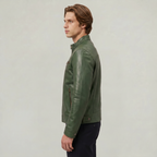 Men's Faux Leather Biker Jacket - Slim Fit Moto Racer Zip Up Jacket