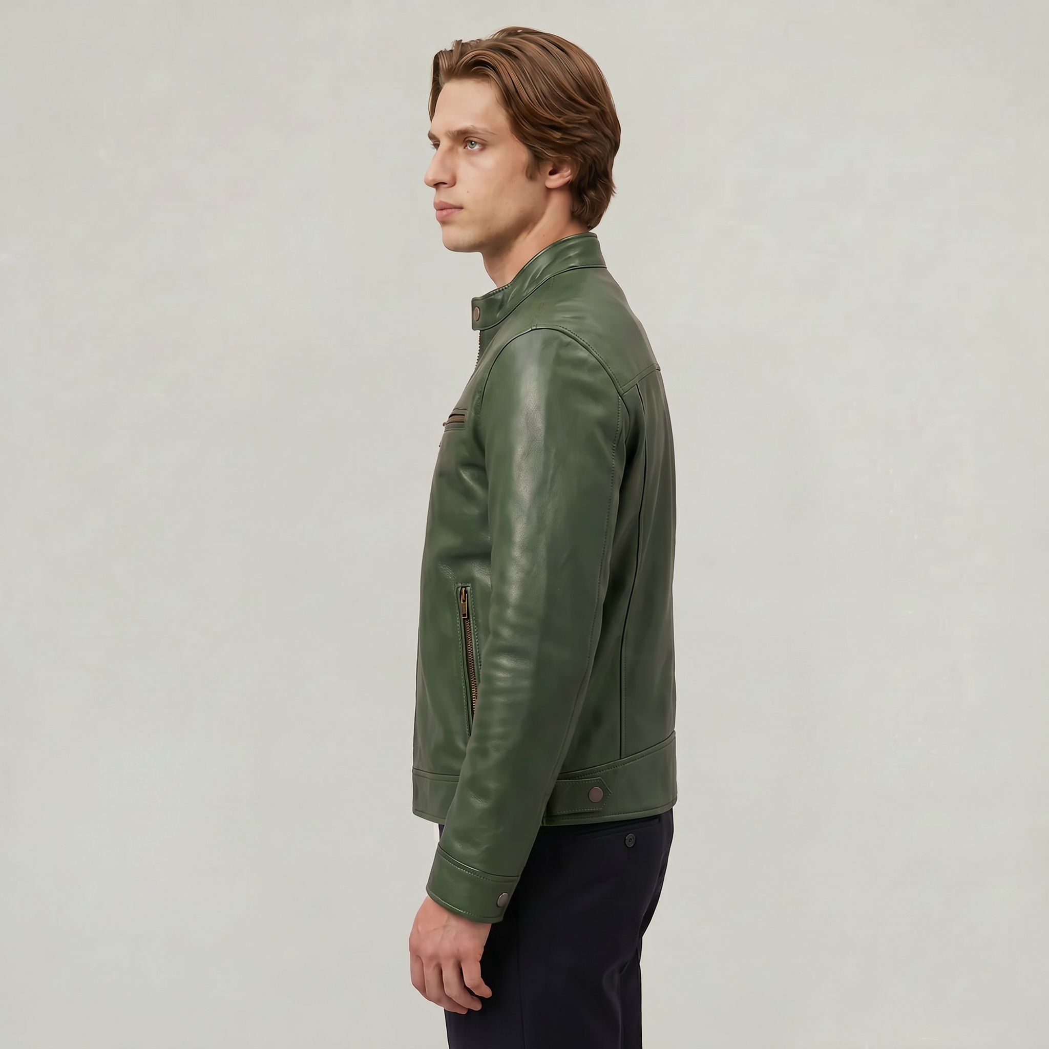 Men's Faux Leather Biker Jacket - Slim Fit Moto Racer Zip Up Jacket