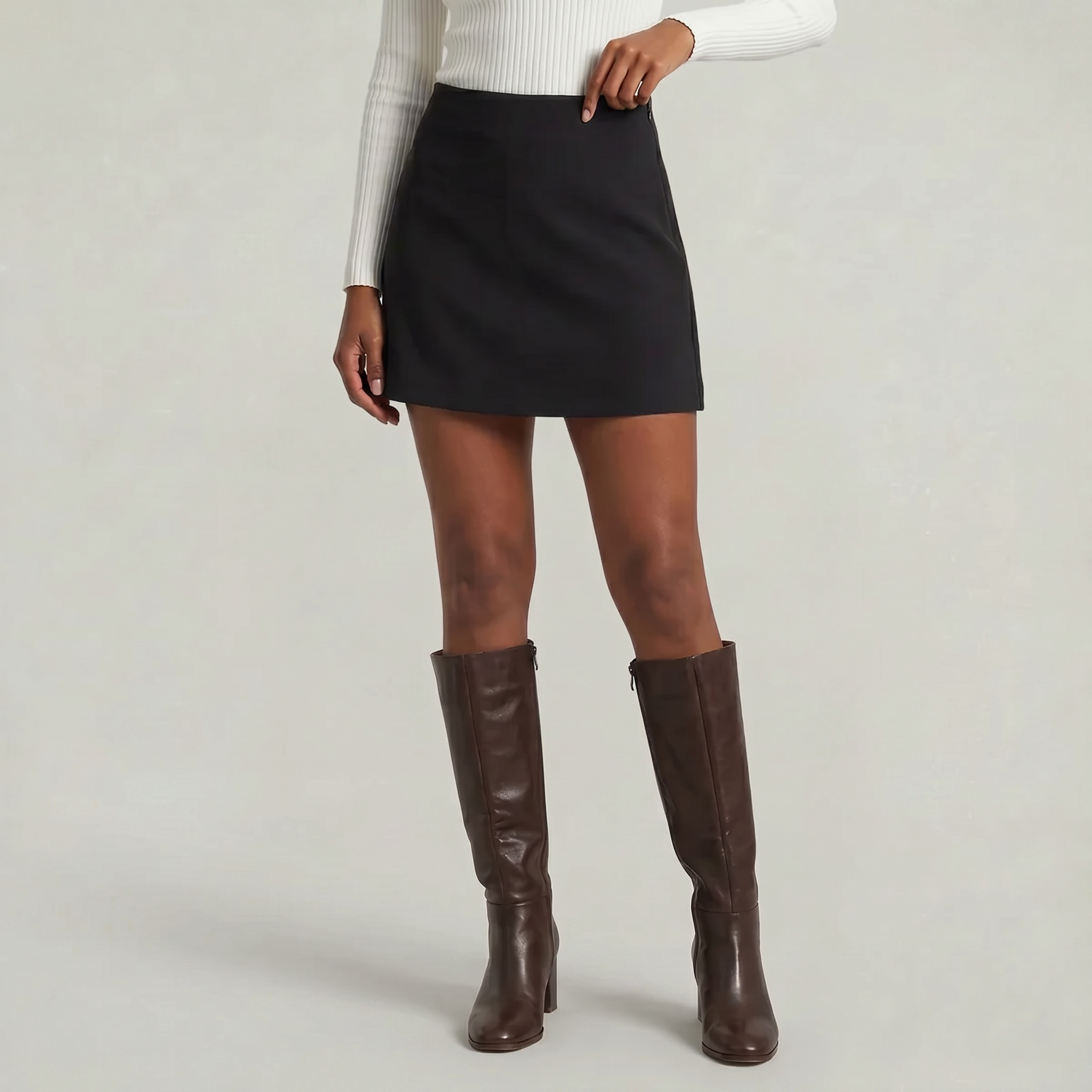 Women’s Solid Skort - High Waist Side Zipper Mini Shorts Skirt