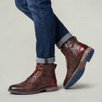Men’s Rugged Lace Up Ankle Boots - Casual Leather Boots