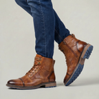 Men’s Rugged Lace Up Ankle Boots - Casual Leather Boots