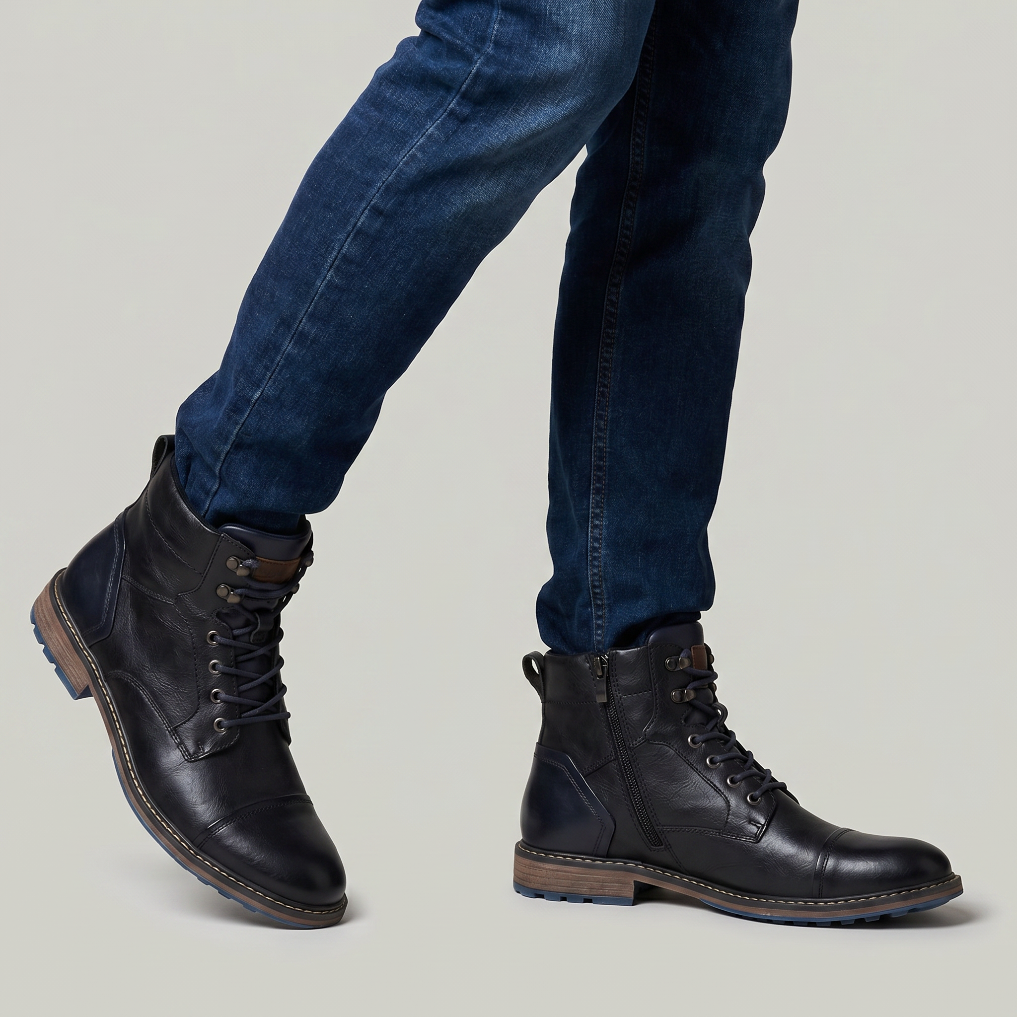Men’s Rugged Lace Up Ankle Boots - Casual Leather Boots