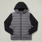 Men’s Quilted Puffer Jacket - Hooded Zip-Up Regular Fit