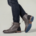 Men’s Rugged Lace Up Ankle Boots - Casual Leather Boots