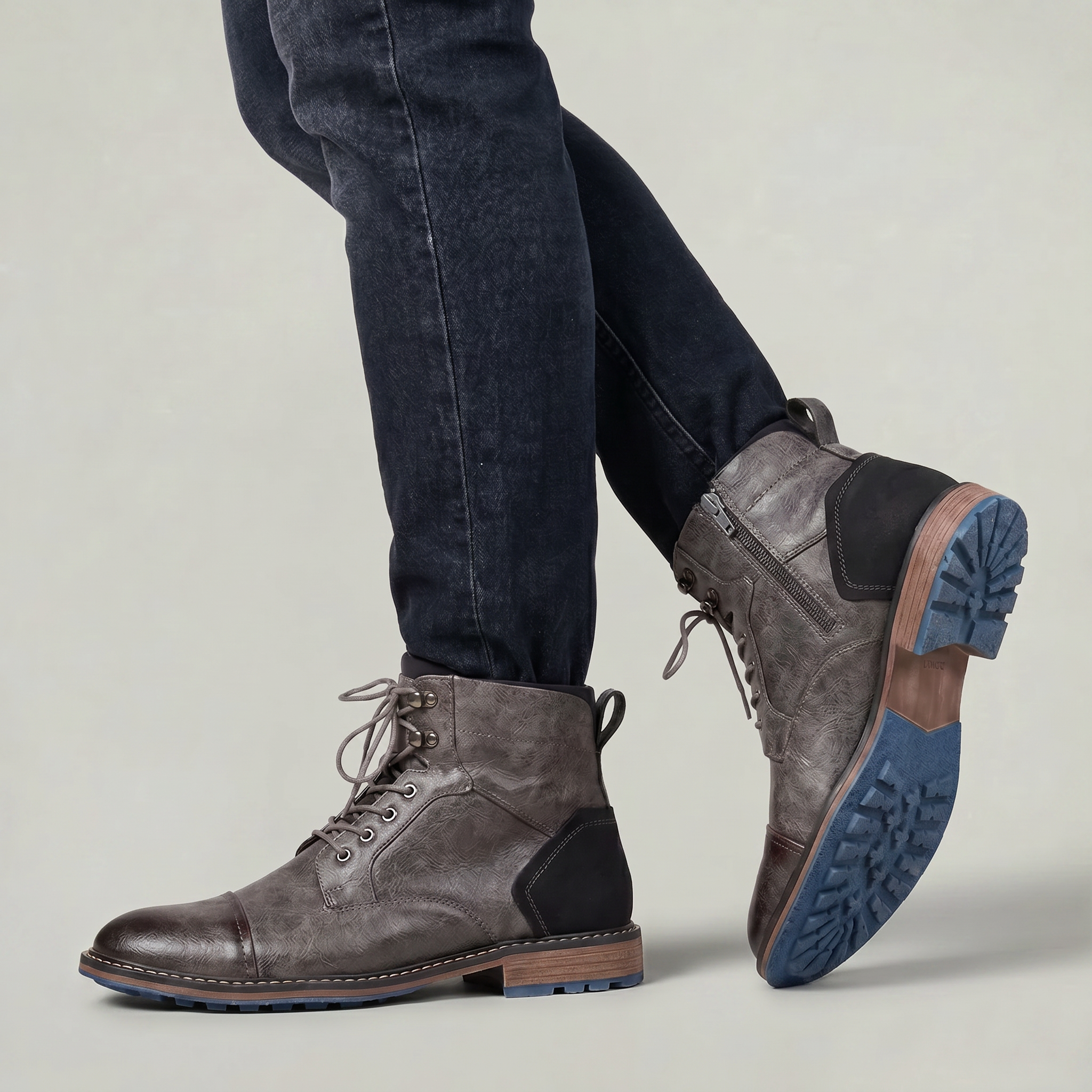 Men’s Rugged Lace Up Ankle Boots - Casual Leather Boots
