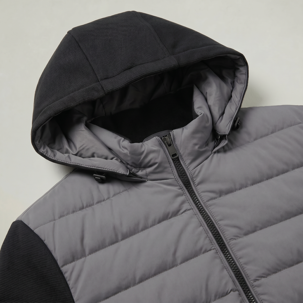 Men’s Quilted Puffer Jacket - Hooded Zip-Up Regular Fit