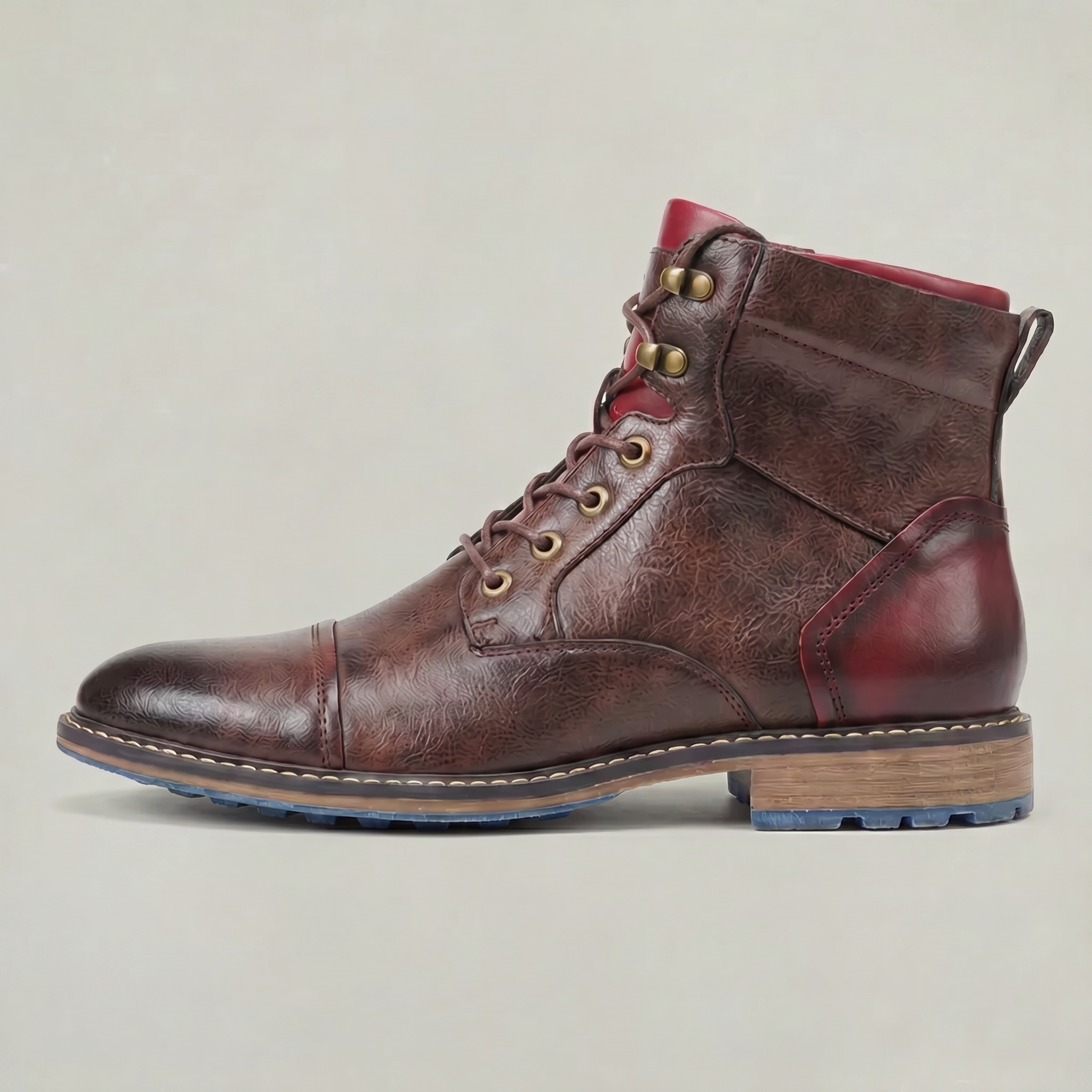 Men’s Rugged Lace Up Ankle Boots - Casual Leather Boots