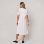 Women’s Button Front Lace Sleeve Midi Dress