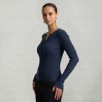 Women’s Long Sleeve Fitted Top - Button Front Slim Fit