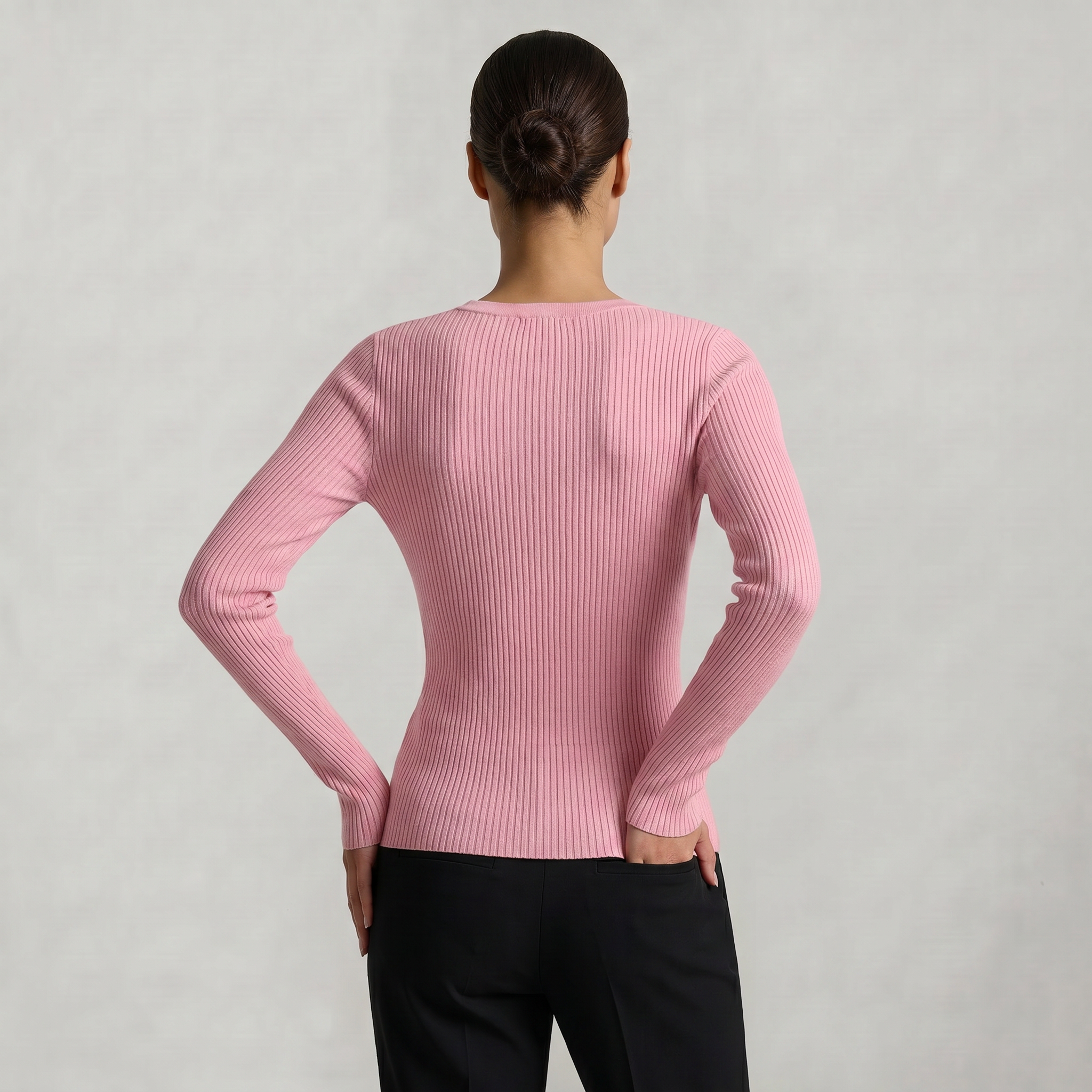 Women’s Long Sleeve Fitted Top - Button Front Slim Fit