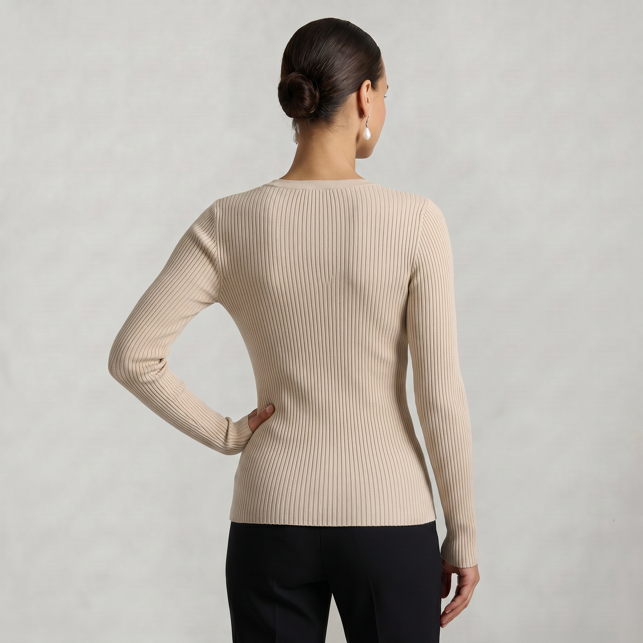 Women’s Long Sleeve Fitted Top - Button Front Slim Fit