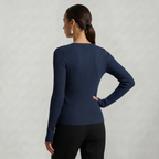 Women’s Long Sleeve Fitted Top - Button Front Slim Fit