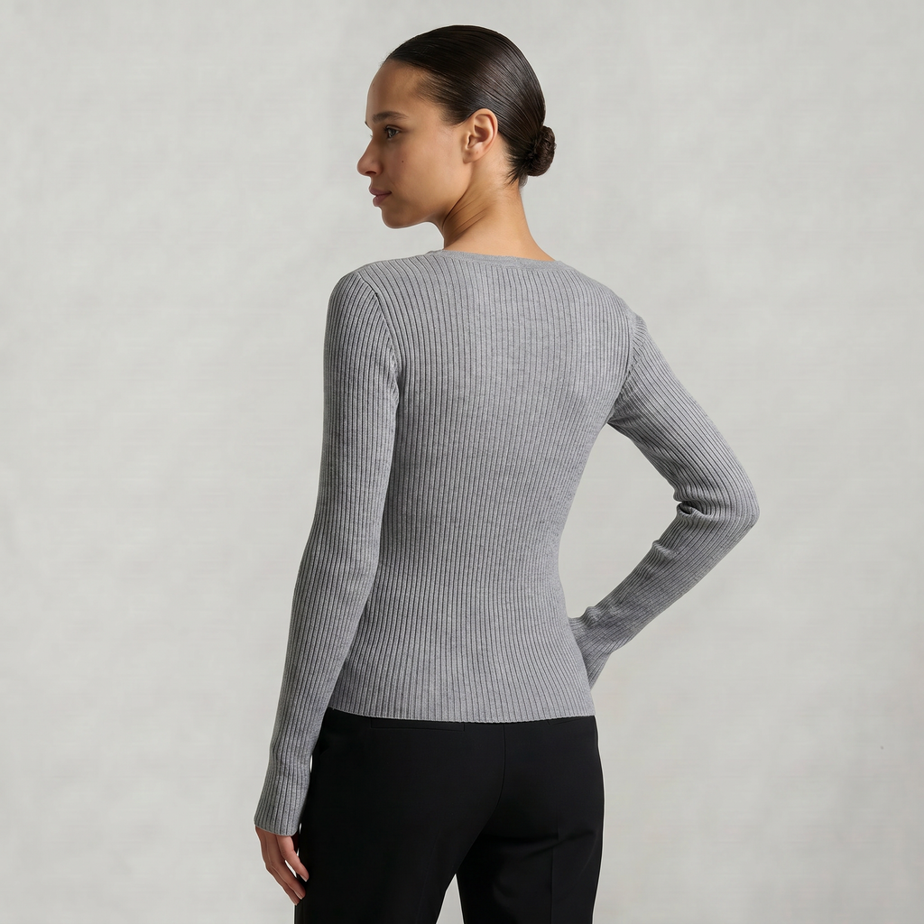Women’s Long Sleeve Fitted Top - Button Front Slim Fit