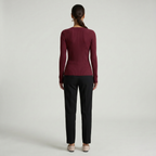 Women’s Long Sleeve Fitted Top - Button Front Slim Fit