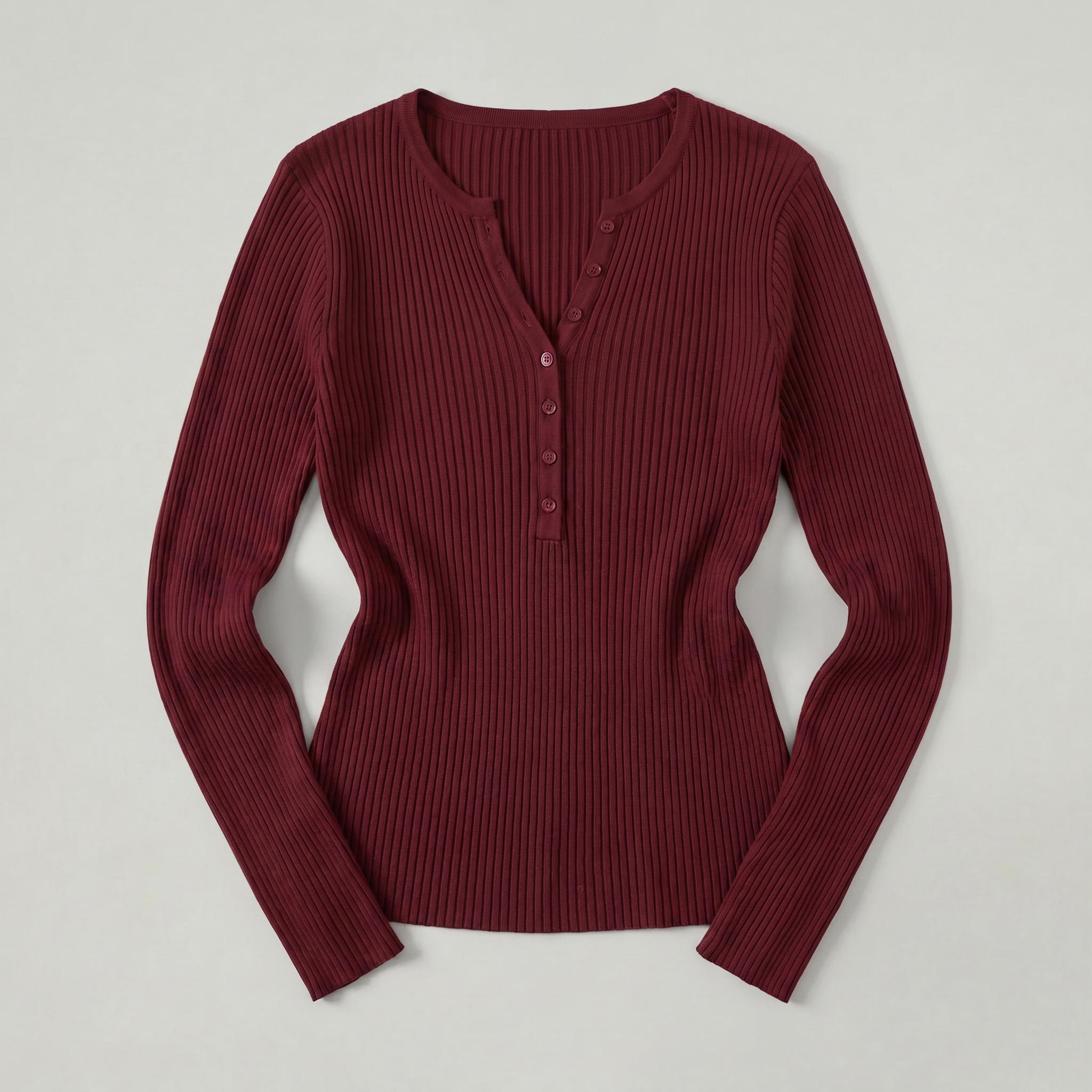 Women’s Long Sleeve Fitted Top - Button Front Slim Fit