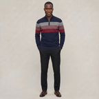 Men's Quarter Zip Sweater - High Neck Color Block Knit Pullover Smart Casual Winter