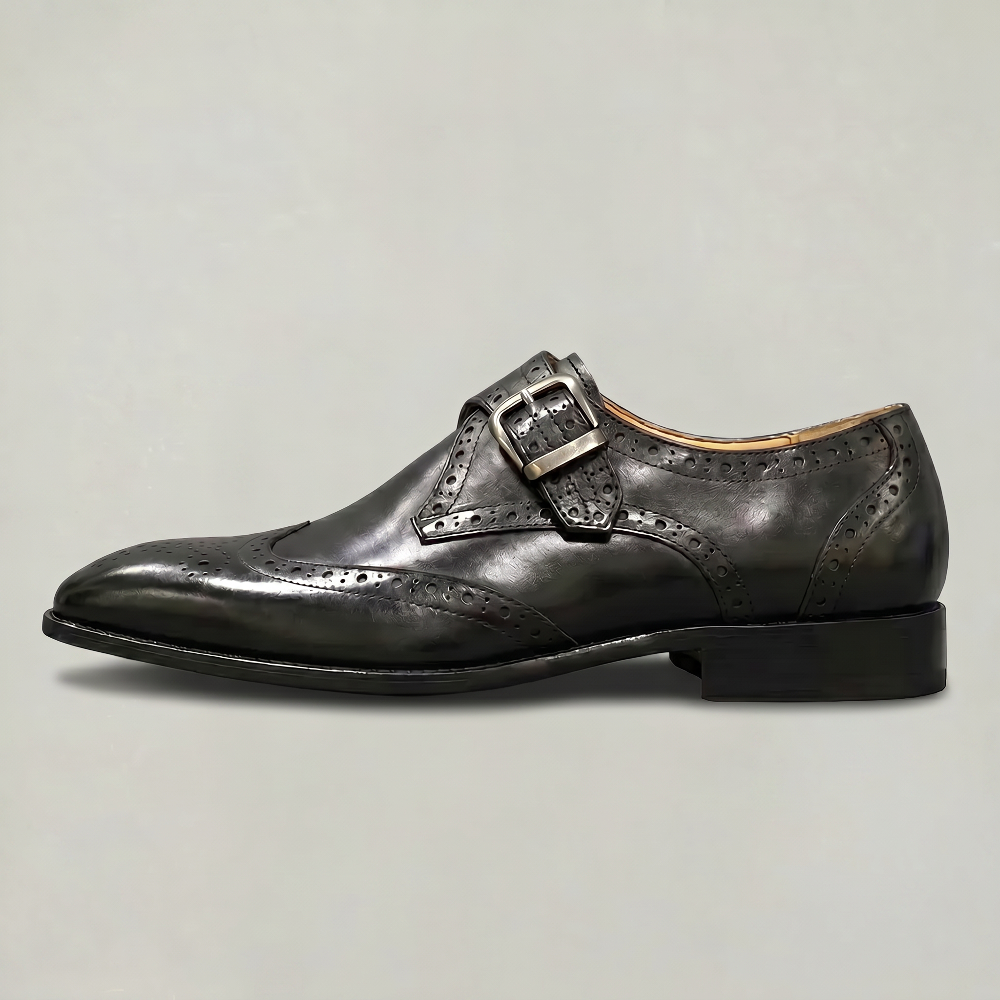 Men’s Wingtip Monk Strap Buckle Shoes