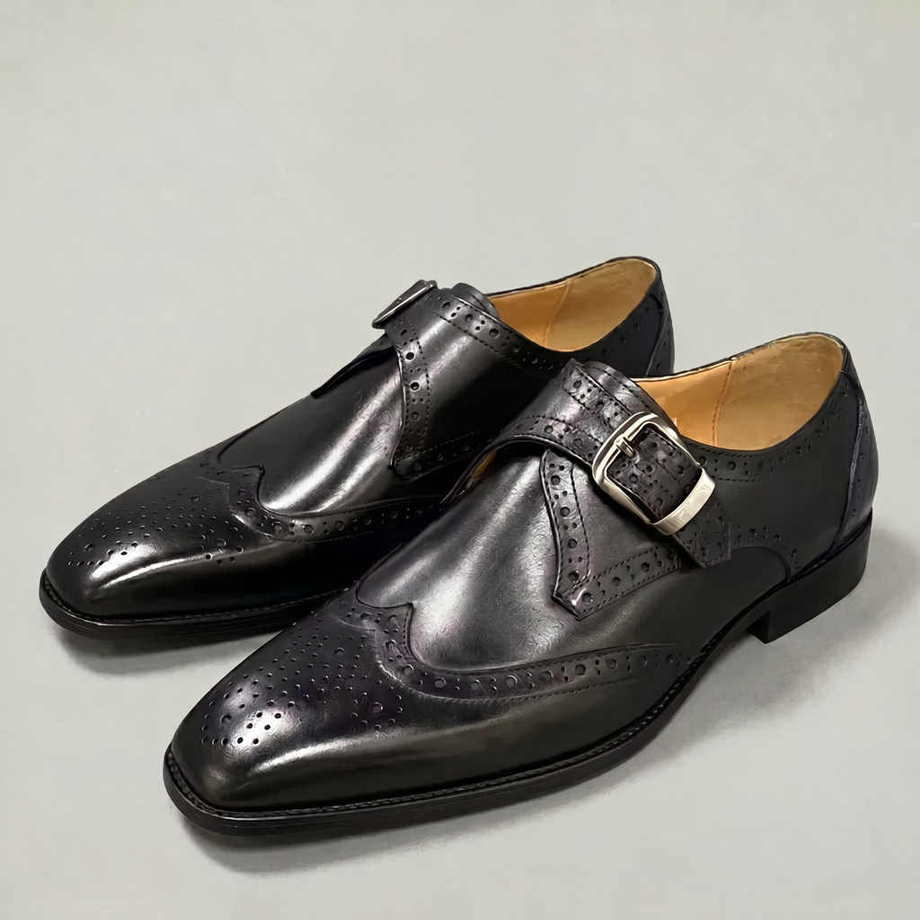 Men’s Wingtip Monk Strap Buckle Shoes