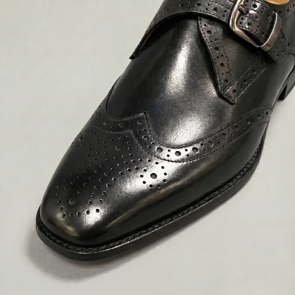 Men’s Wingtip Monk Strap Buckle Shoes