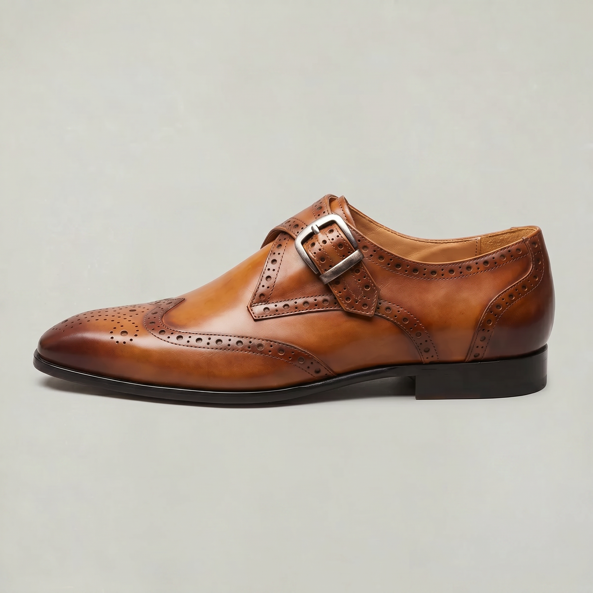 Men’s Wingtip Monk Strap Buckle Shoes