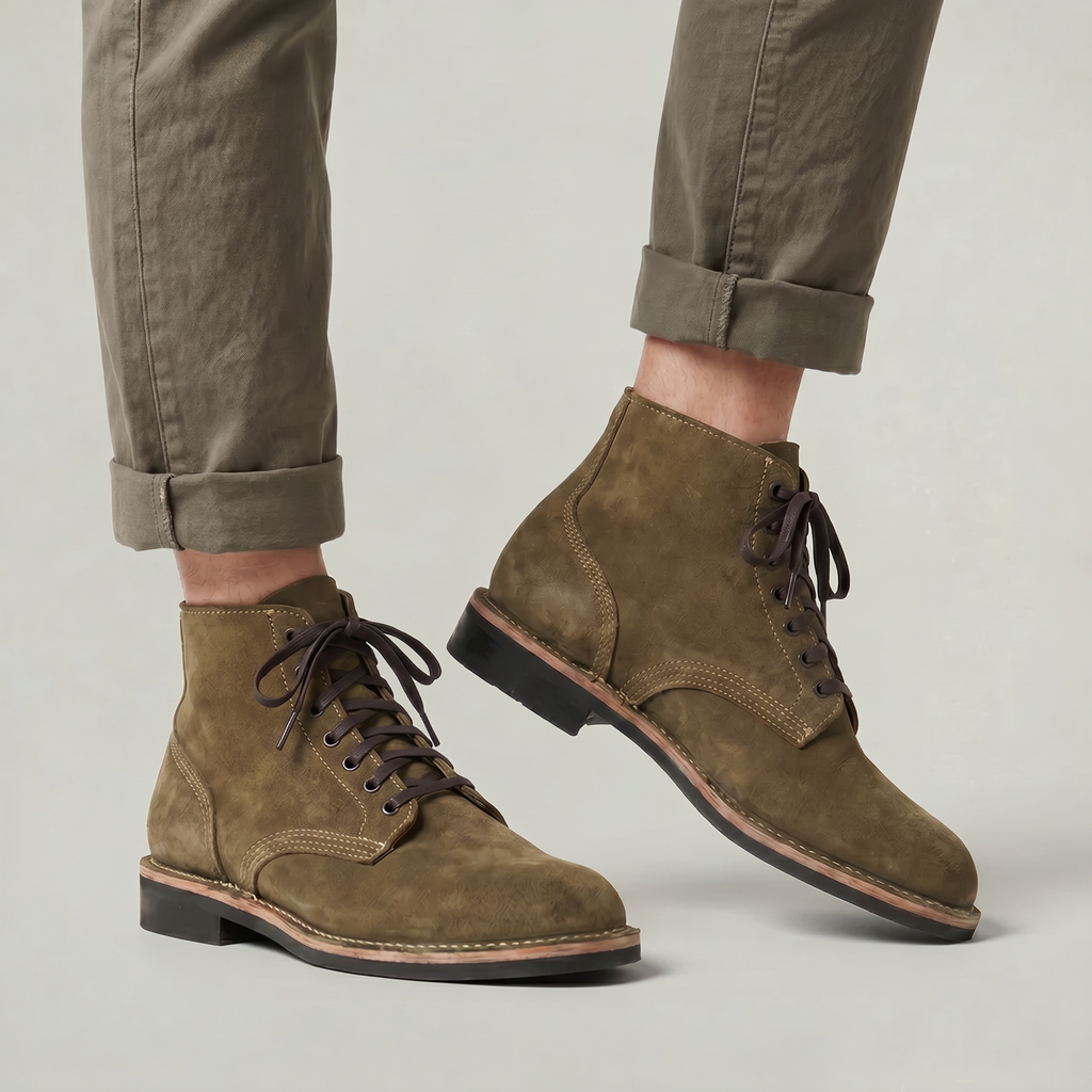 Men’s Round Toe Combat Boots - High-Top Lace-Up Fit