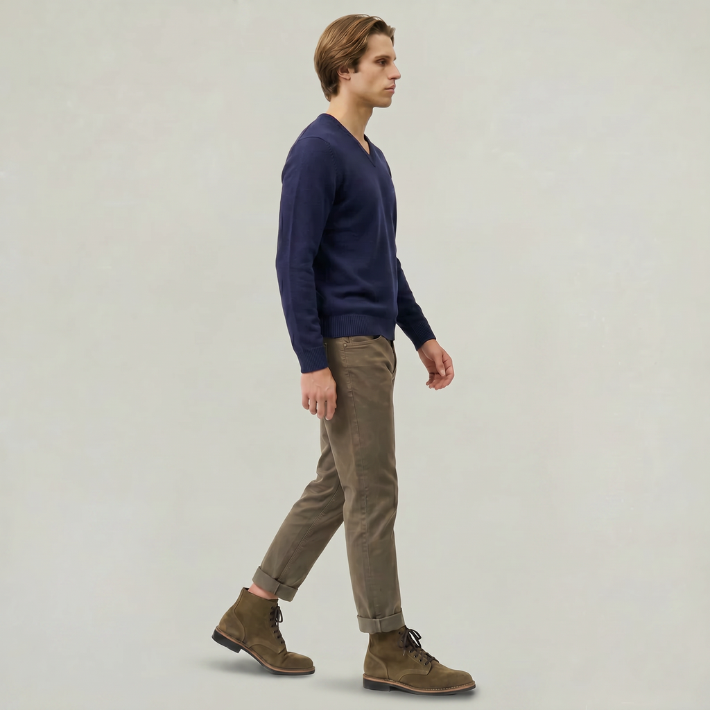 Men’s Round Toe Combat Boots - High-Top Lace-Up Fit