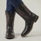Men’s Square-Toe Western Boots - Pull-On Mid-Calf Cowboy Fit