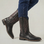 Men’s Square-Toe Western Boots - Pull-On Mid-Calf Cowboy Fit