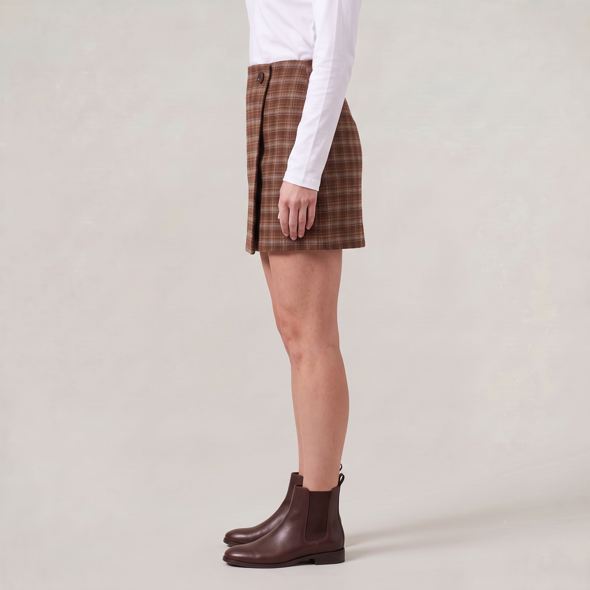 Women’s Checked Wrap Front Mini Skirt