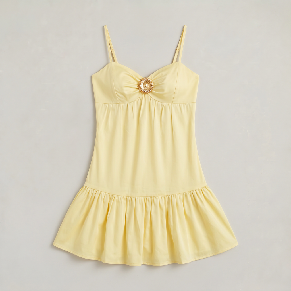 Women’s Ruched Bust Spaghetti Strap Mini Dress