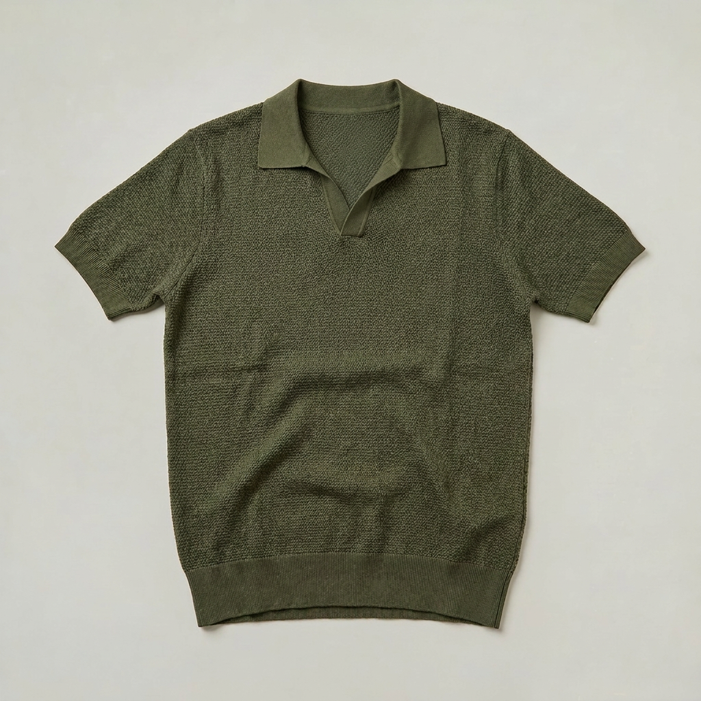 Men’s Knit Polo Shirt Open Collar