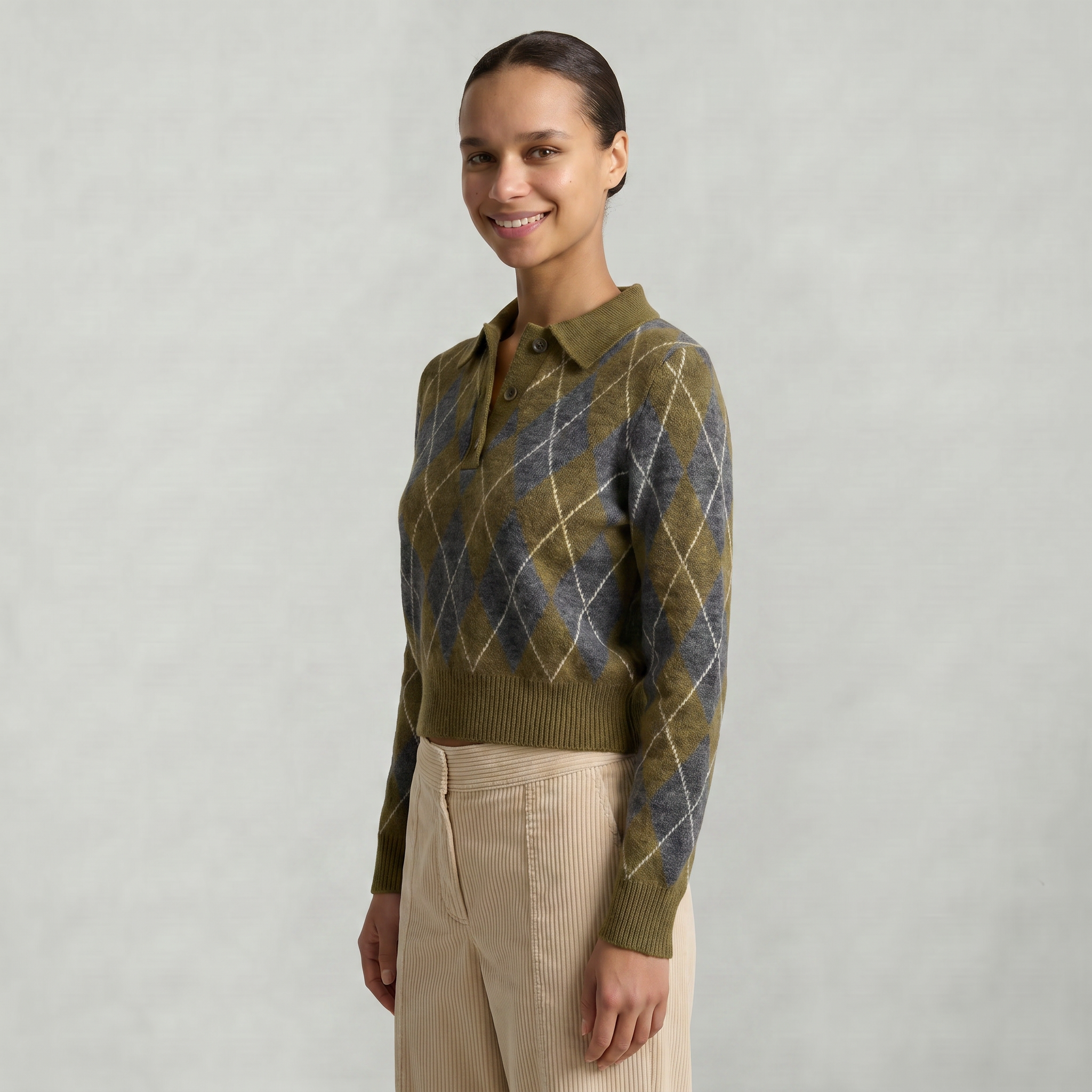 Women’s Knit Polo Sweater - Long Sleeve Regular Fit