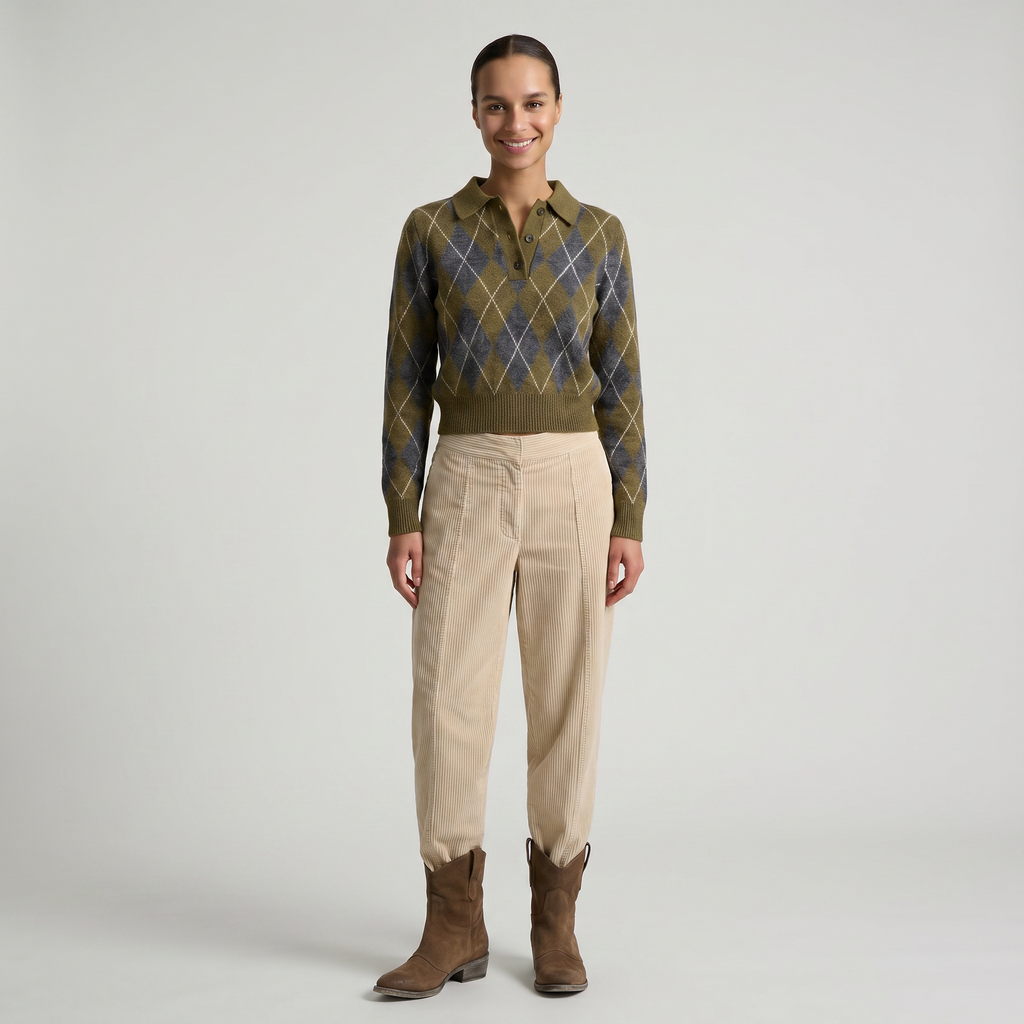 Women’s Knit Polo Sweater - Long Sleeve Regular Fit
