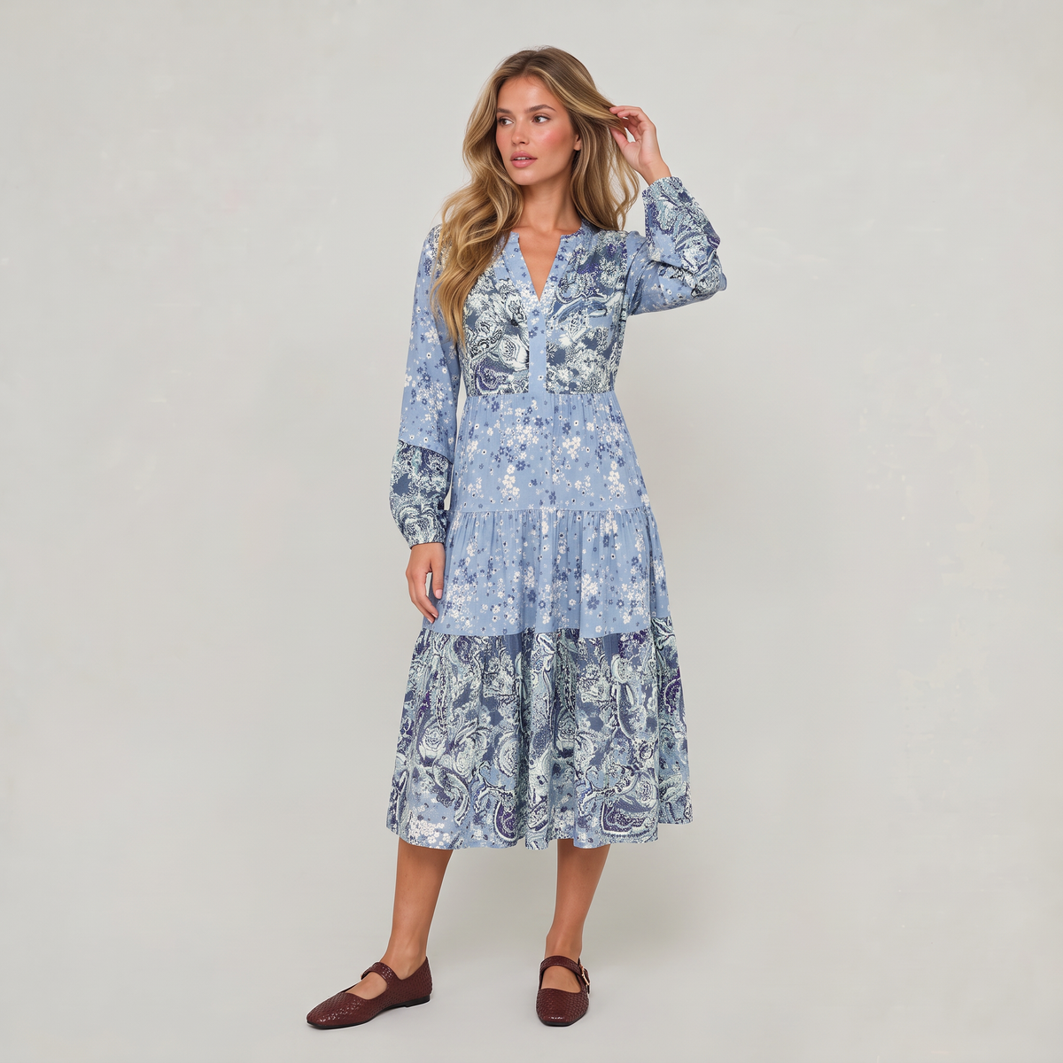 Women’s Floral Tiered Midi Dress