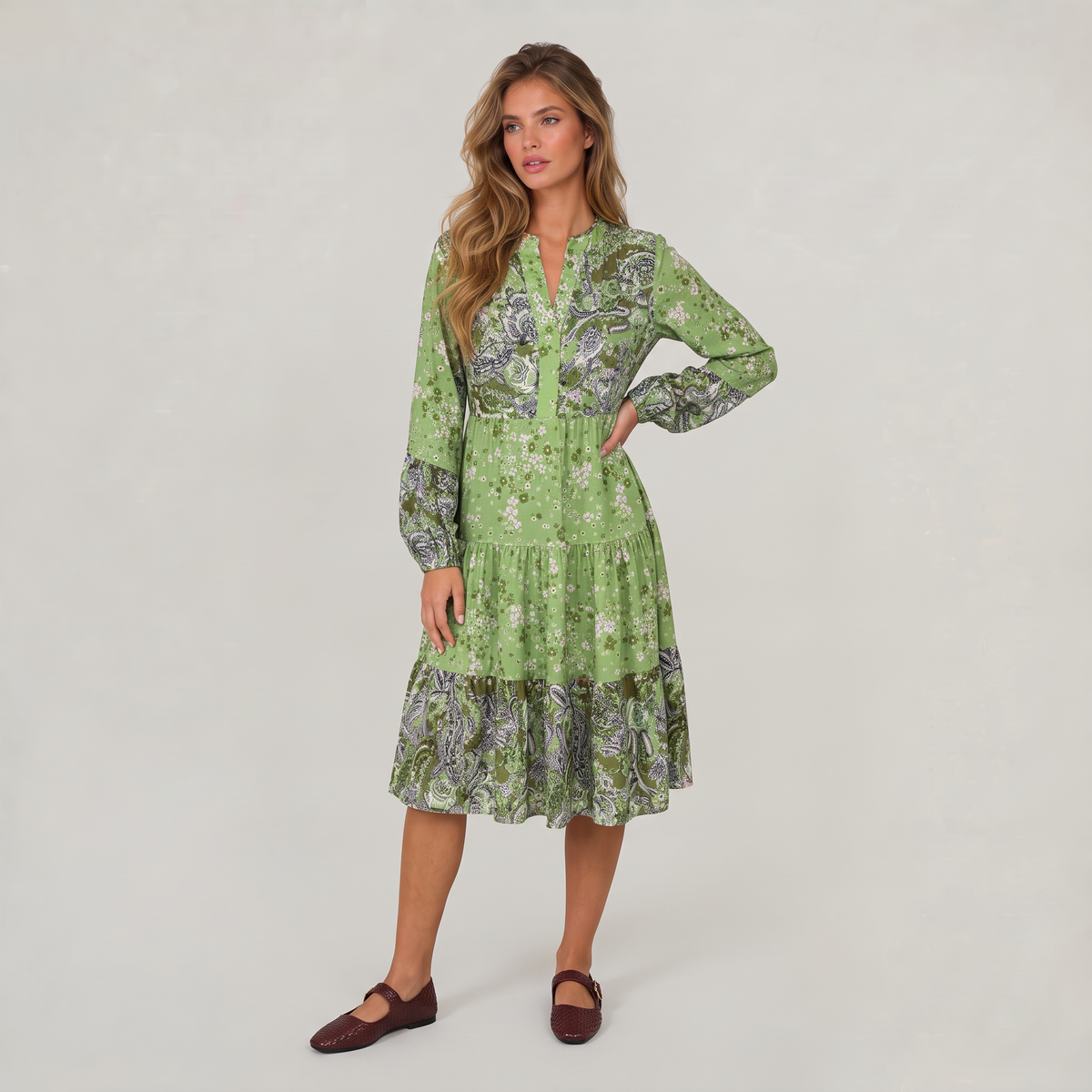 Women’s Floral Tiered Midi Dress