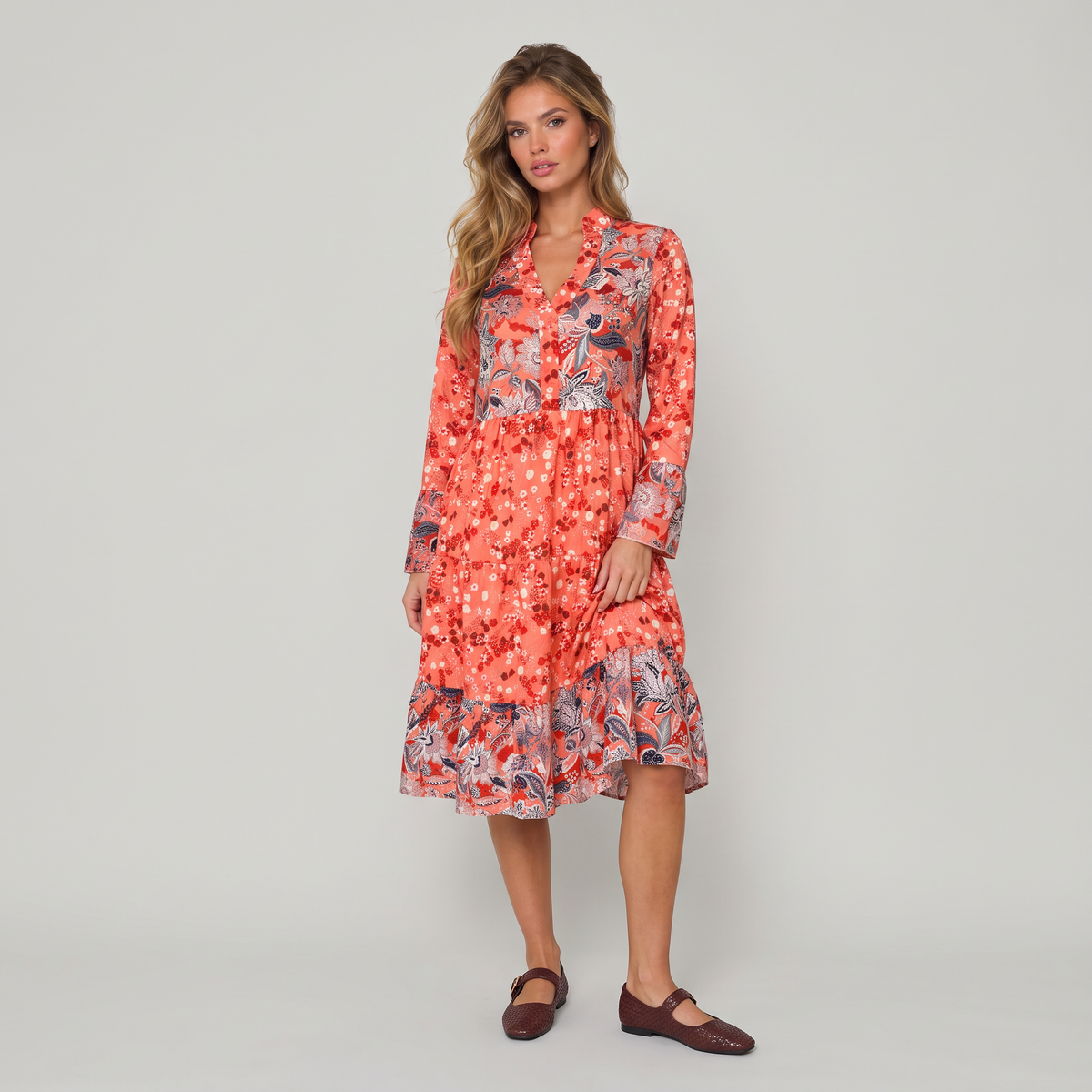 Women’s Floral Tiered Midi Dress