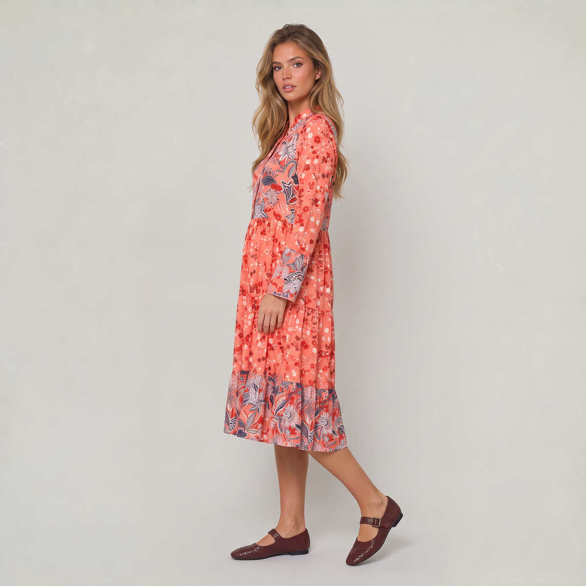 Women’s Floral Tiered Midi Dress