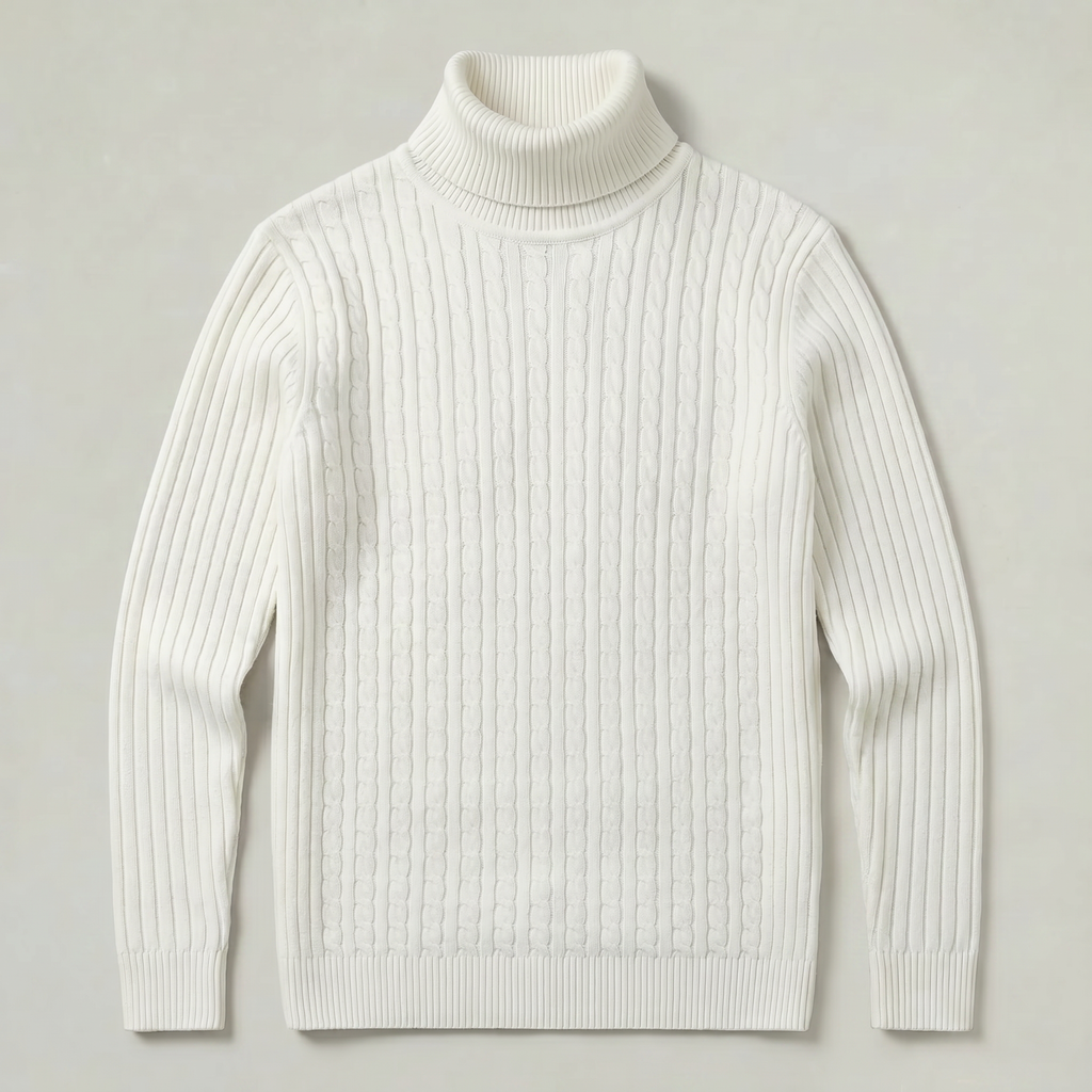 Men’s Cable Knit High-Neck Sweater - Slim Fit