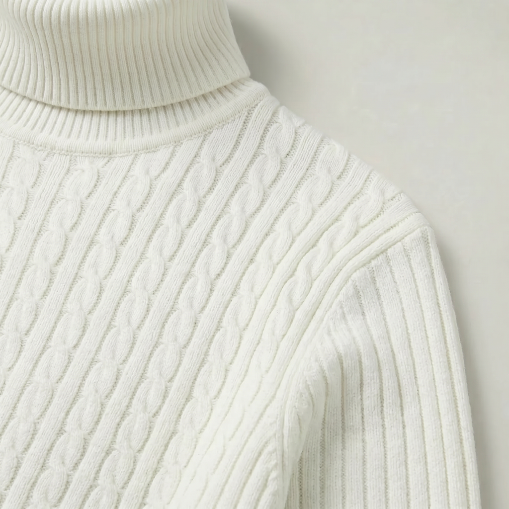 Men’s Cable Knit High-Neck Sweater - Slim Fit