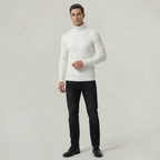 Men’s Cable Knit High-Neck Sweater - Slim Fit
