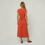 Women’s Midi Dress Tie Waist Sleeveless