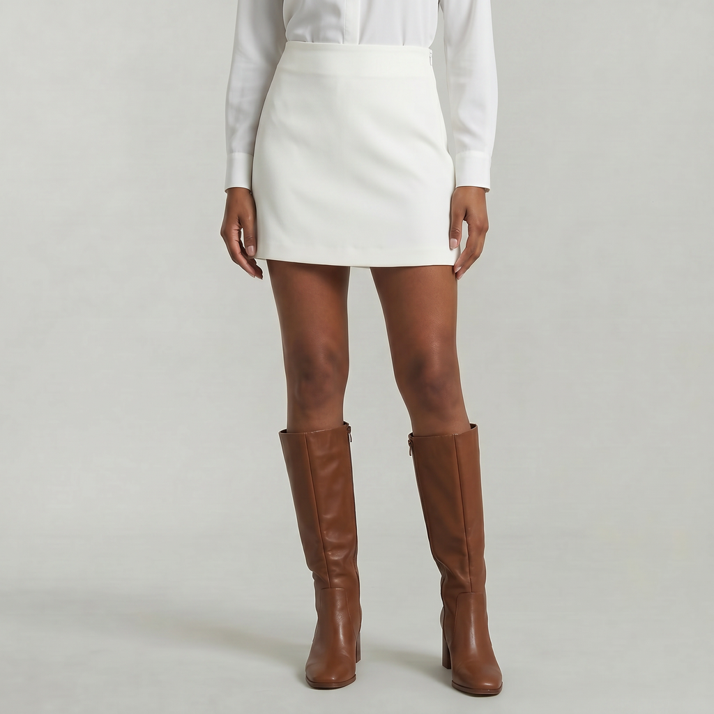 Women’s Solid Skort - High Waist Side Zipper Mini Shorts Skirt