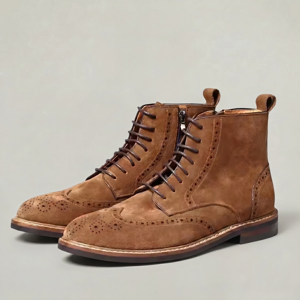 Men’s Brogues Boots - Side Zipper High-Top Ankle Fit