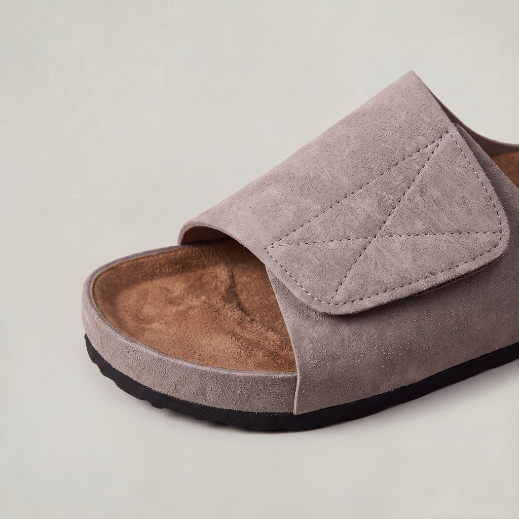 Men’s Suede Look Slide Sandals Adjustable Strap