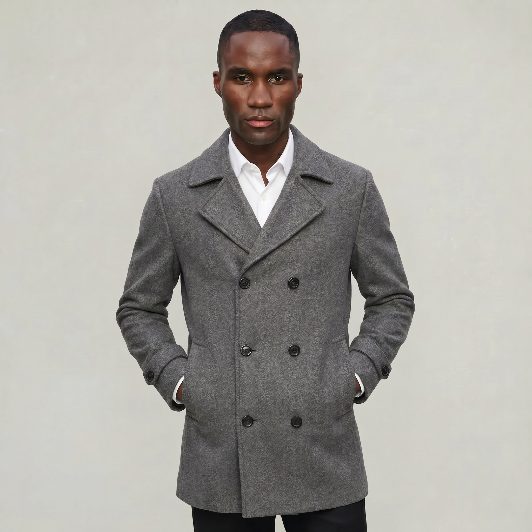 Men’s Wool Blend Overcoat - Double Breasted Tailored Long Coat