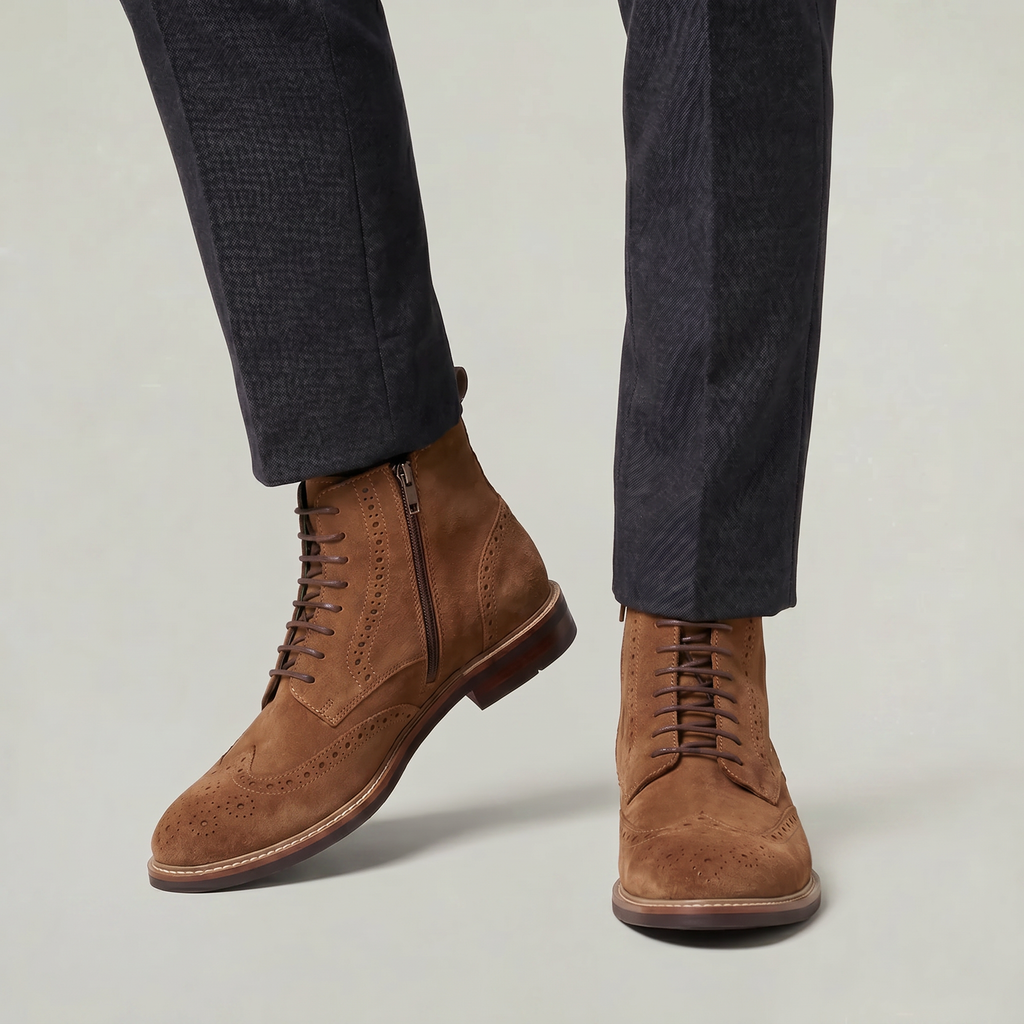 Men’s Brogues Boots - Side Zipper High-Top Ankle Fit