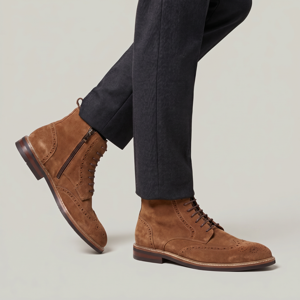 Men’s Brogues Boots - Side Zipper High-Top Ankle Fit