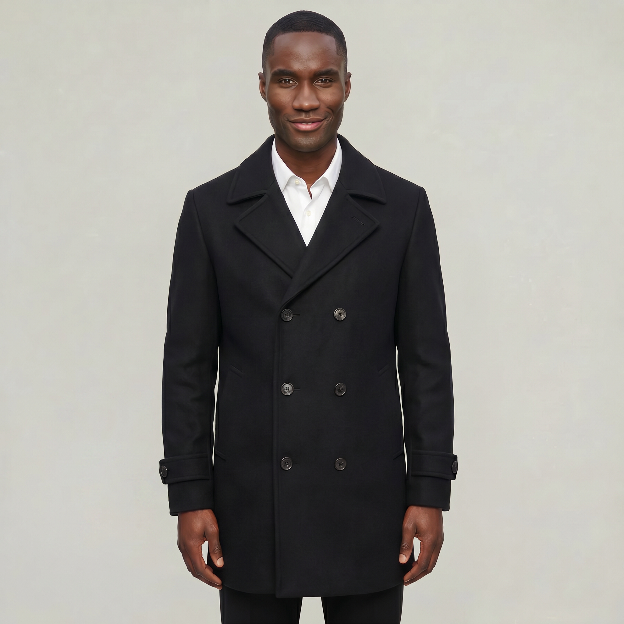 Men’s Wool Blend Overcoat - Double Breasted Tailored Long Coat