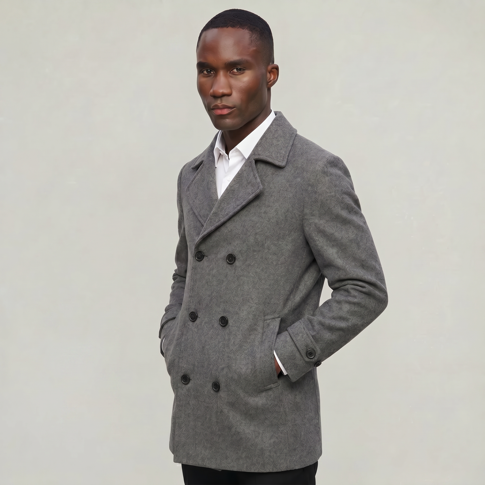 Men’s Wool Blend Overcoat - Double Breasted Tailored Long Coat