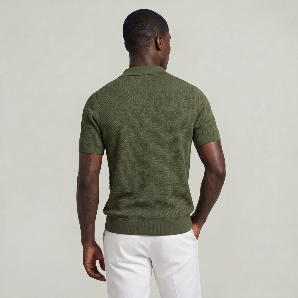 Men’s Knit Polo Shirt Open Collar